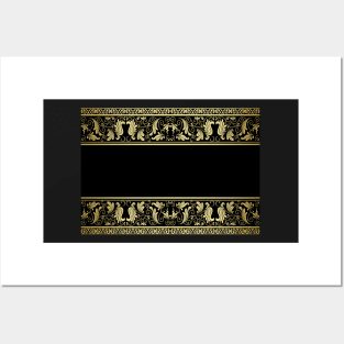 Black Gold Border Floral Posters and Art